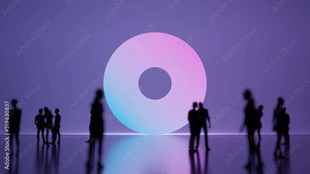 Poster 3d rendering people in front of symbol of dot circle on background