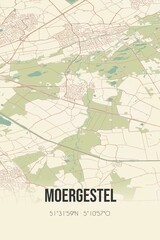 Moergestel, Noord-Brabant vintage street map. Retro Dutch city plan.