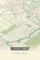 Moordrecht, Zuid-Holland vintage street map. Retro Dutch city plan.