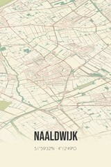 Naaldwijk, Zuid-Holland vintage street map. Retro Dutch city plan.