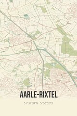 Aarle-Rixtel, Noord-Brabant vintage street map. Retro Dutch city plan.