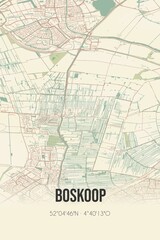 Boskoop, Zuid-Holland vintage street map. Retro Dutch city plan.
