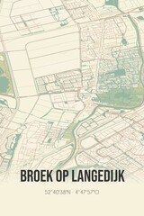 Obraz premium Broek op Langedijk, Noord-Holland vintage street map. Retro Dutch city plan.