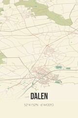 Fototapeta na wymiar Dalen, Drenthe vintage street map. Retro Dutch city plan.