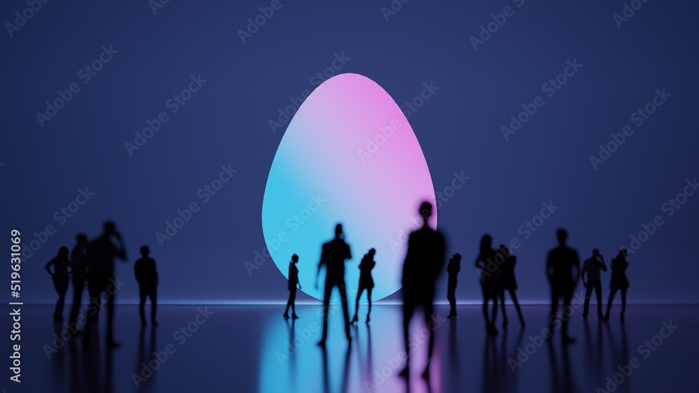 Aufkleber 3d rendering people in front of symbol of egg on background