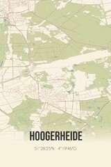 Hoogerheide, Noord-Brabant vintage street map. Retro Dutch city plan.