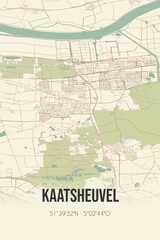 Fototapeta na wymiar Kaatsheuvel, Noord-Brabant vintage street map. Retro Dutch city plan.