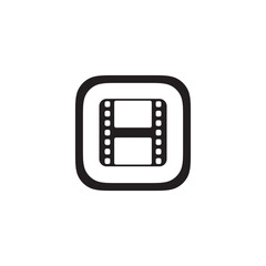 Trendy movie app icon in flat style isolated on white background. 
Icon for the presentation, brochure, catalog, poster, book, magazines and apps.
Vector illustration, EPS10.