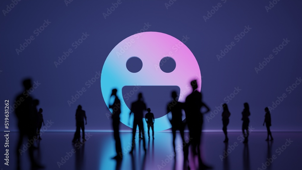 Poster 3d rendering people in front of symbol of emoticons joyful on background