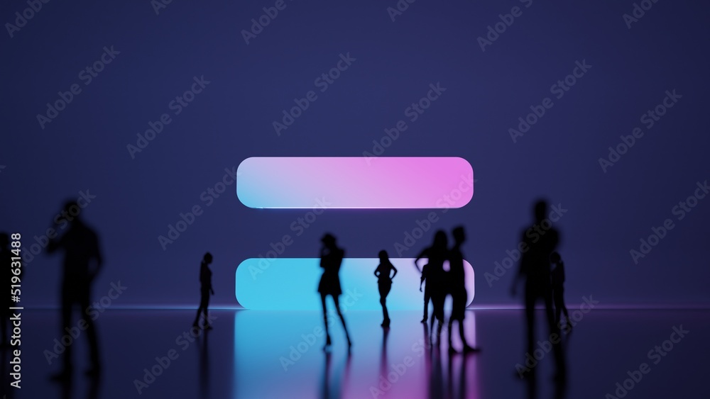 Poster 3d rendering people in front of symbol of equals on background