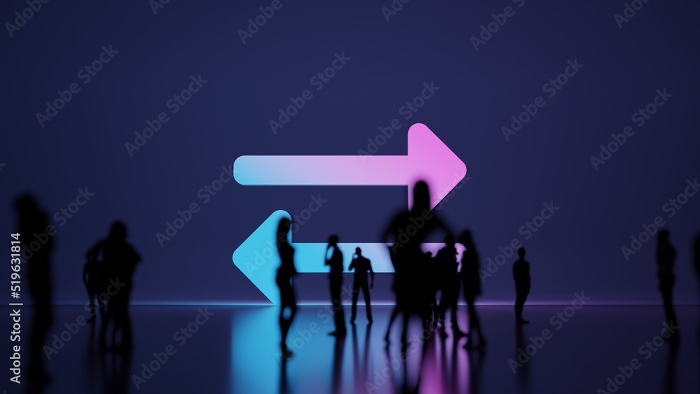 Poster 3d rendering people in front of symbol of exchange alt on background
