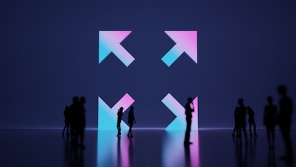 Fototapeta premium 3d rendering people in front of symbol of expand on background