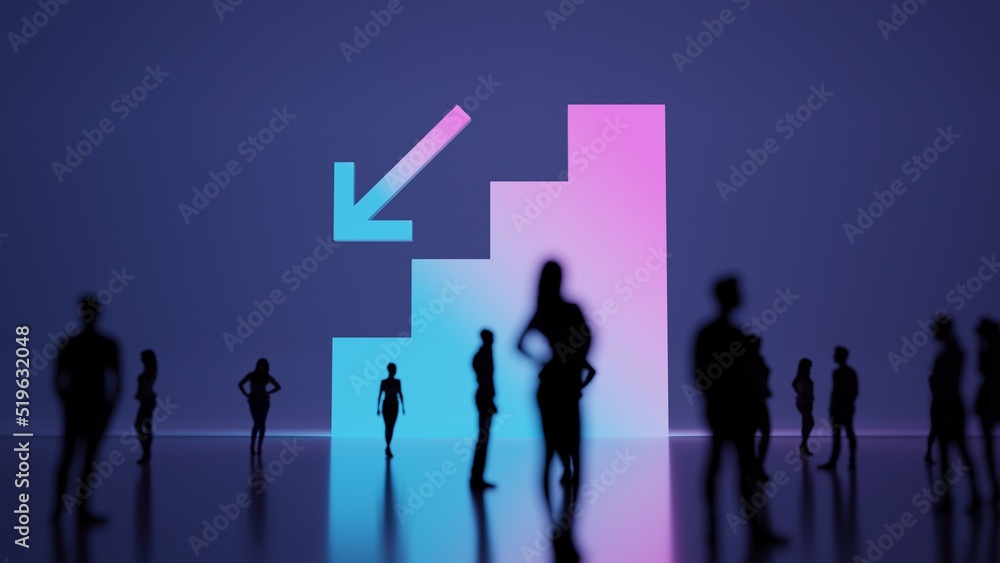 Poster 3d rendering people in front of symbol of fallen on background