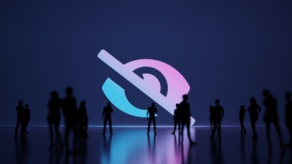 3d rendering people in front of symbol of eye slash on background