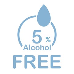 5 percentage alcohol free fantastic rectangle and triangular shape design element vector illustration for promo sign label on white background with fantastic font and white color