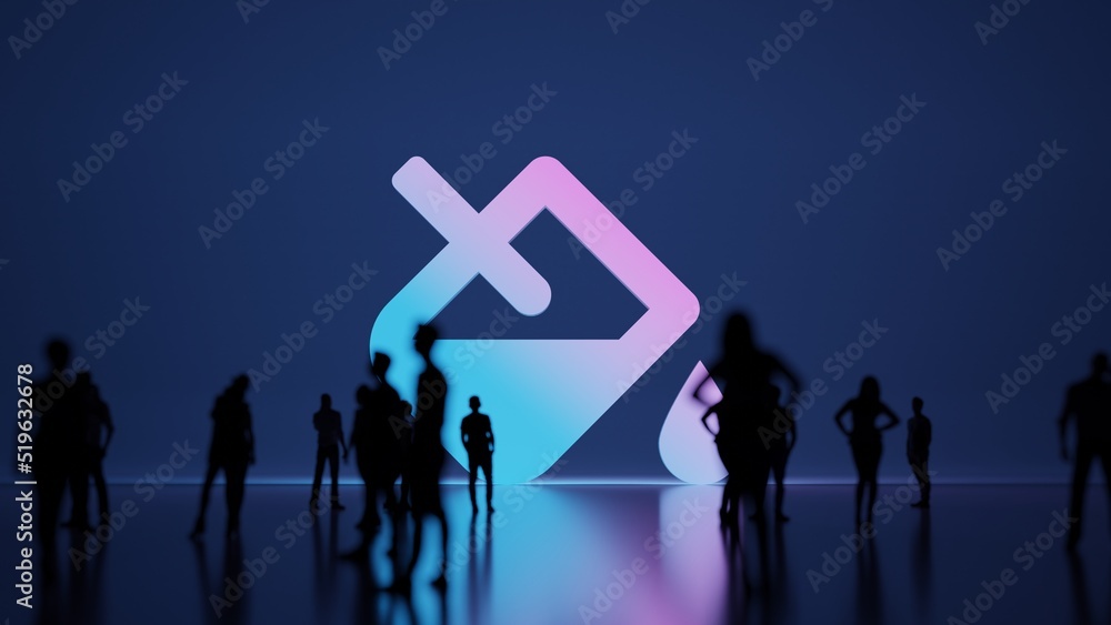 Poster 3d rendering people in front of symbol of fill drip on background