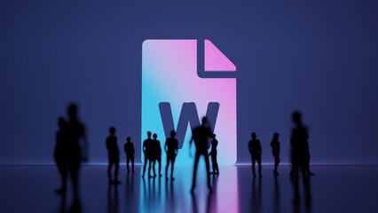 3d rendering people in front of symbol of file word on background