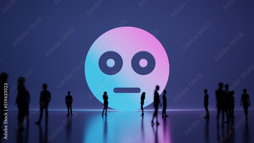 Poster 3d rendering people in front of symbol of flushed on background