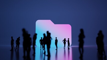 Fototapeta premium 3d rendering people in front of symbol of folder on background