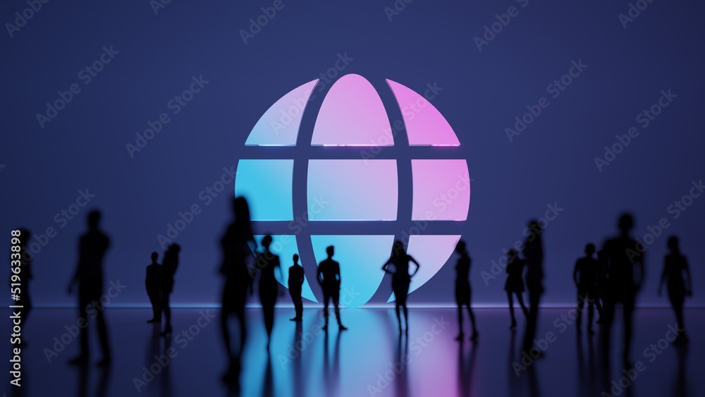 Aufkleber 3d rendering people in front of symbol of globe on background