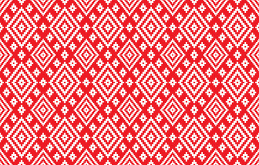 Ethnic red pattern  with pixel. background, geometric, texture