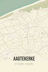 Obraz premium Aagtekerke, Zeeland vintage street map. Retro Dutch city plan.