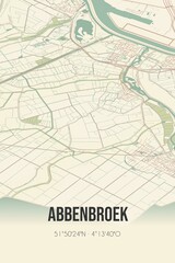 Abbenbroek, Zuid-Holland vintage street map. Retro Dutch city plan.