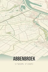 Obraz premium Abbenbroek, Zuid-Holland vintage street map. Retro Dutch city plan.