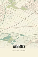 Obraz premium Abbenes, Noord-Holland, Schiphol region vintage street map. Retro Dutch city plan.