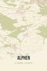 Alphen, Noord-Brabant vintage street map. Retro Dutch city plan.