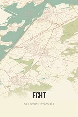 Echt, Limburg vintage street map. Retro Dutch city plan.