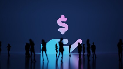 3d rendering people in front of symbol of hand holding usd on background