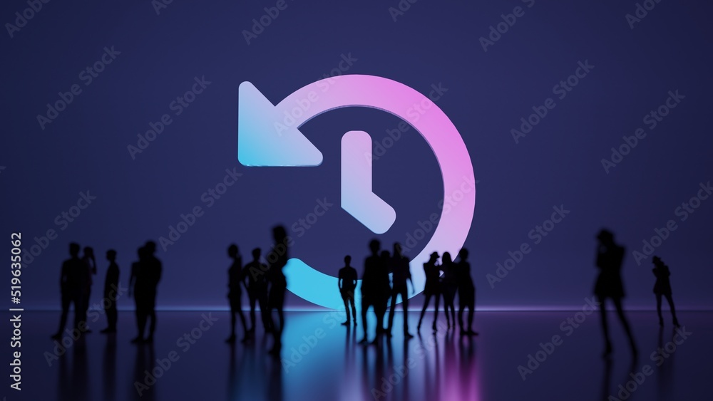 Poster 3d rendering people in front of symbol of history on background