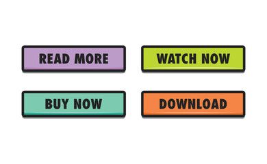Call to action buttons collection. Download, read more, buy now signs.