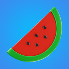 fruit watermelon food and drink icon 3d rendering on isolated background