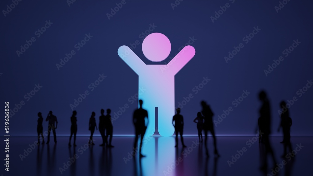Poster 3d rendering people in front of symbol of child on background