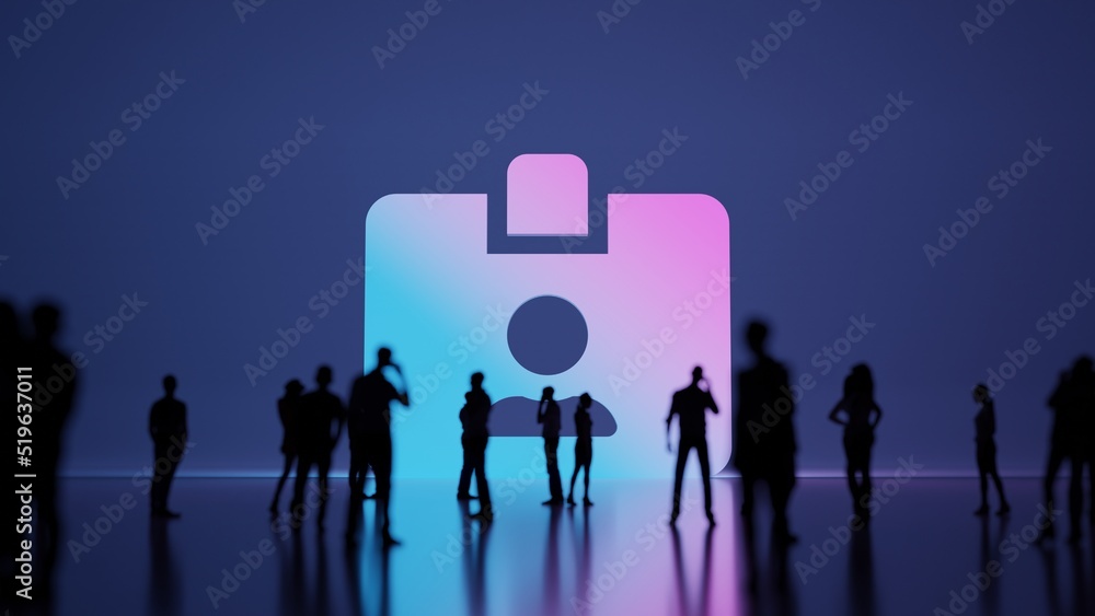 Poster 3d rendering people in front of symbol of id card on background