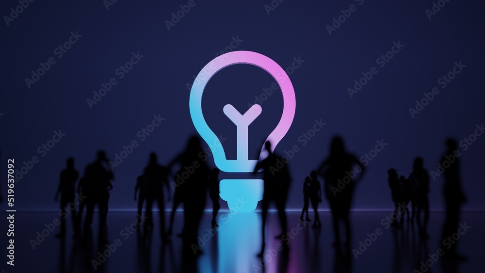 Aufkleber 3d rendering people in front of symbol of idea on background