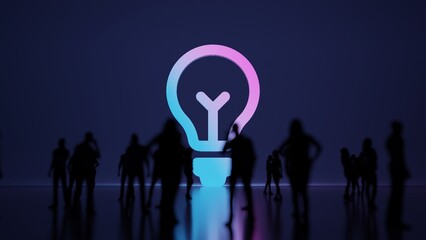 3d rendering people in front of symbol of idea on background