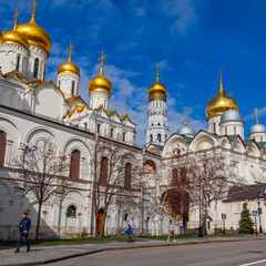 Fototapeta na wymiar Moscow, Russia, 19 April 2022. Uspensky cathedral in the territory of the Moscow Kremlin