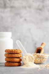 Homemade oat cookies on protein powder. Vegan, diet concept