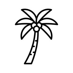 Coconut tree icon, palm tree. Pictogram isolated on a white background.