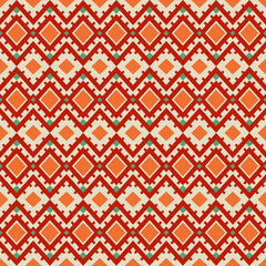 Aztec daimond orange fabric seamless pattern