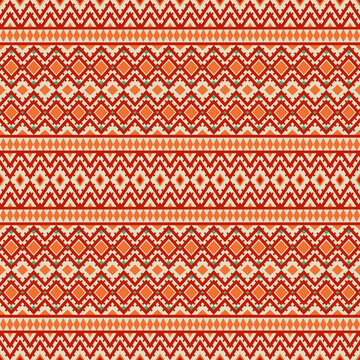 Aztec daimond orange fabric textile seamless pattern