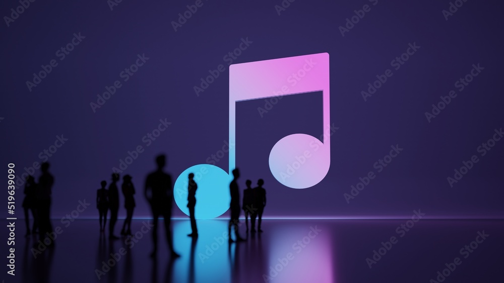 Aufkleber 3d rendering people in front of symbol of music player on background