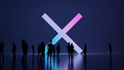 3d rendering people in front of symbol of multiply on background
