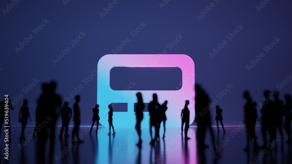 Poster 3d rendering people in front of symbol of pager on background