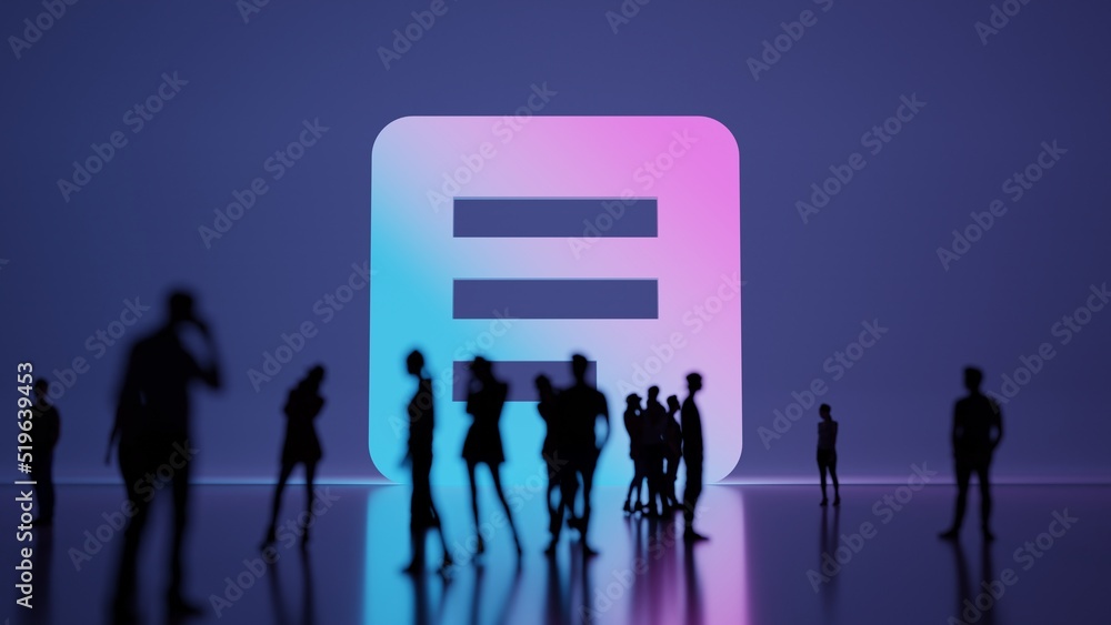 Poster 3d rendering people in front of symbol of paper on background