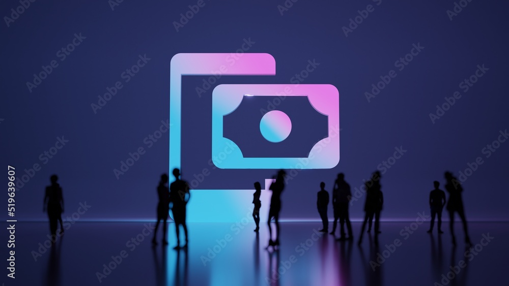 Aufkleber 3d rendering people in front of symbol of payment method on background