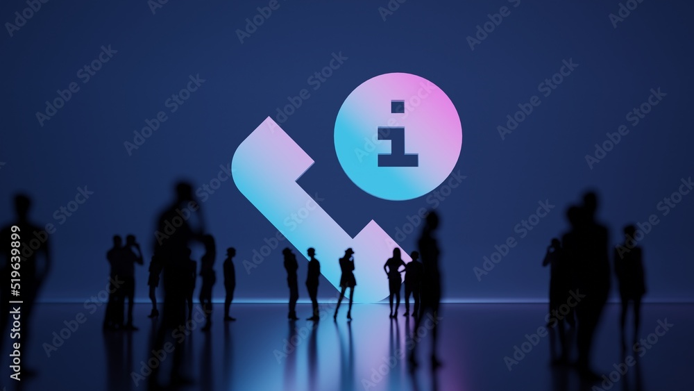 Poster 3d rendering people in front of symbol of phone call on background